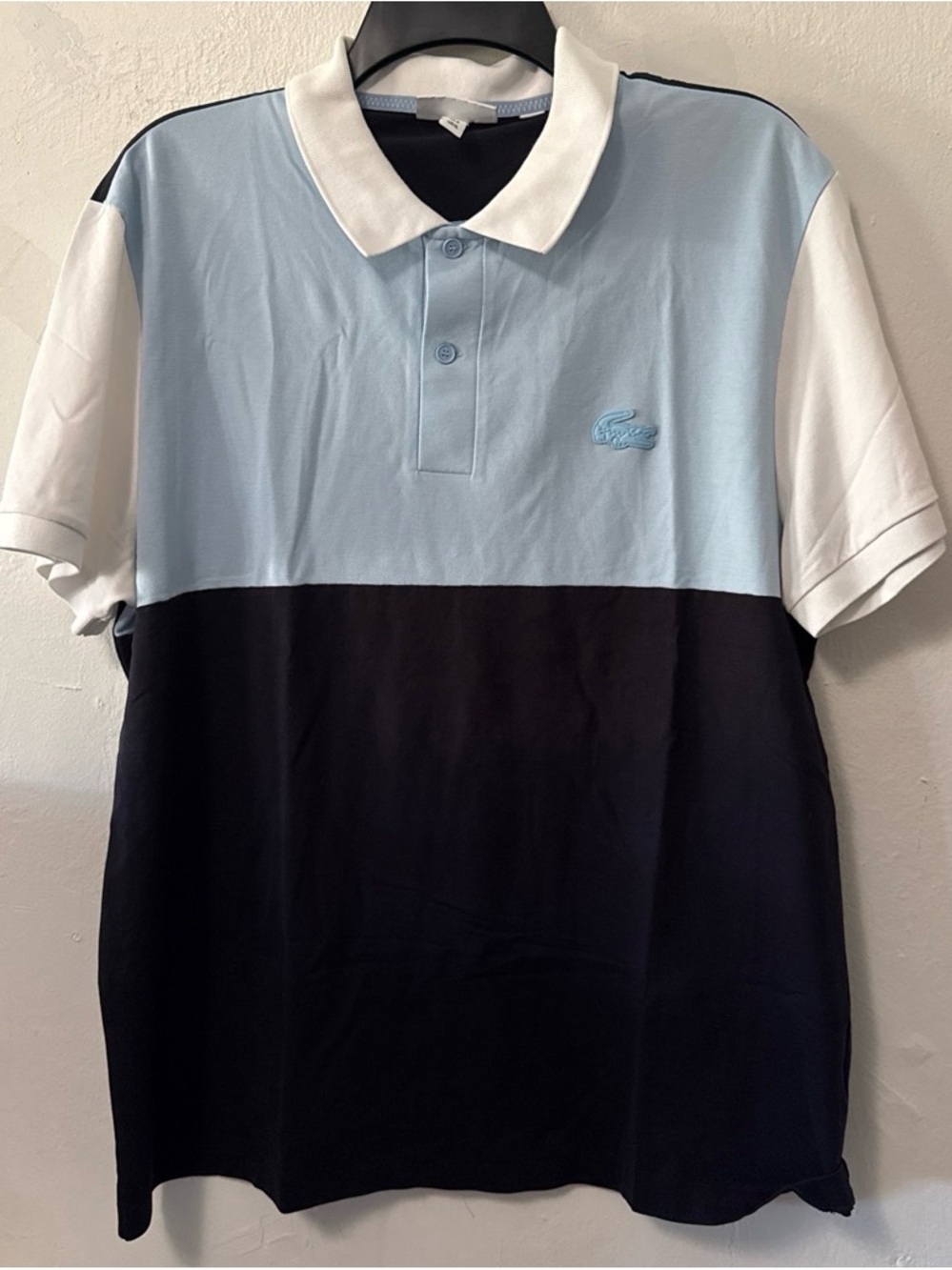 Lacoste Men's XL Regular Fit Colorblock Piqué Polo Shirt Navy / Lt Blue